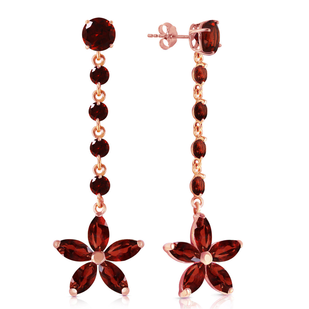 14K. SOLID GOLD CHANDELIERS EARRINGS WITH GARNETS (Rose Gold)